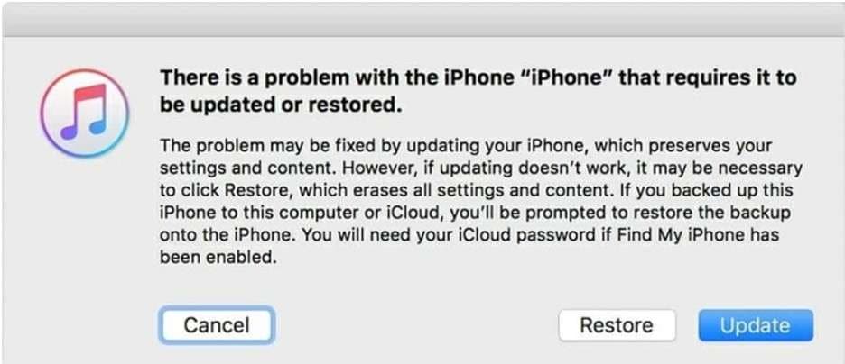 restore or update your iPhone