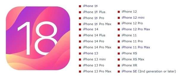 ios 18 supported iphone models