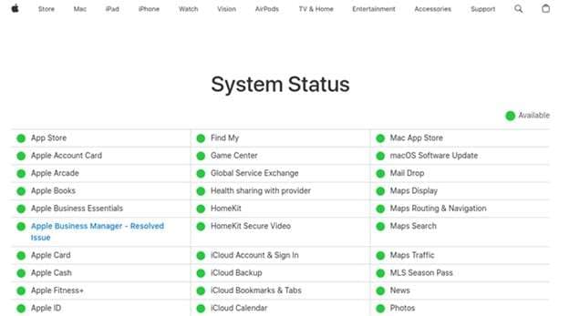 check apple server status