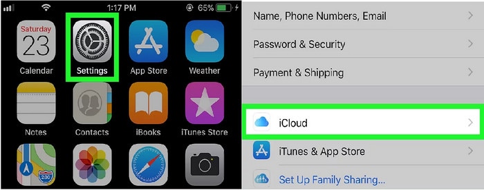 setting and icloud direction image on iphone