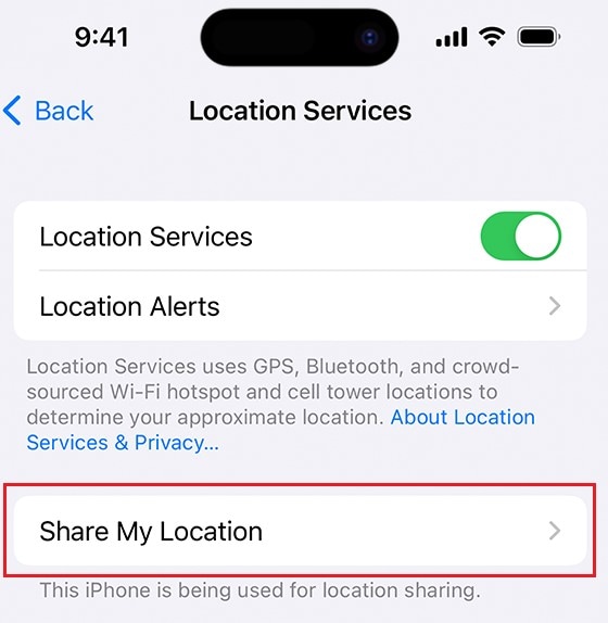 iphone share my location