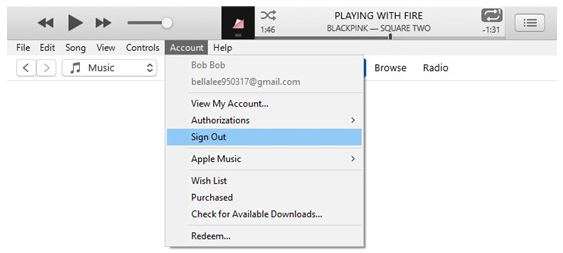 itunes account sign out