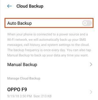 back up oppo phone to oppo cloud