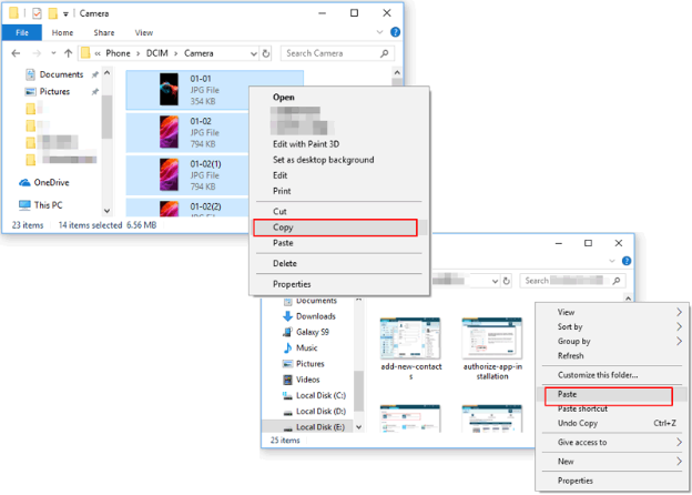 Copy and Paste Your desired files to USB storage 