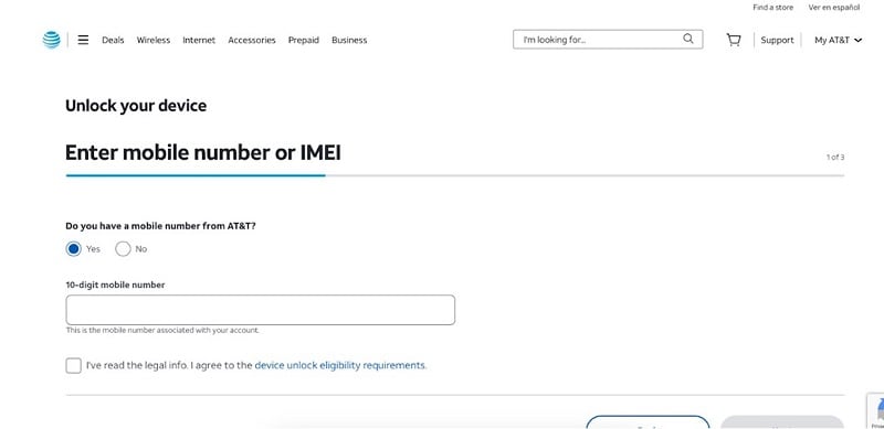 at&t unlock website