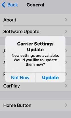 Update carrier settings on iPhone