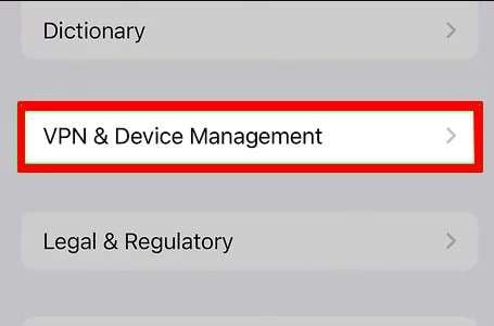 go to vpn and device management