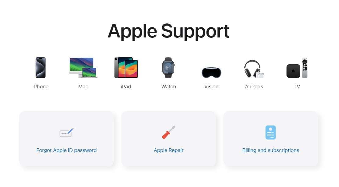 apple support website