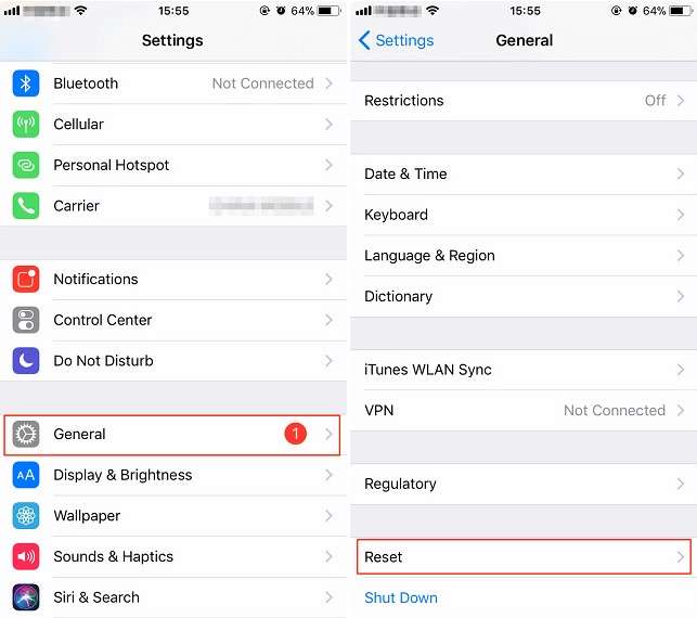 general settings in ios