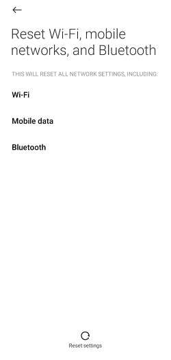 Reset network settings to fix no SIM card error