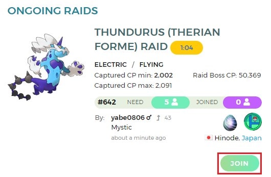 choose ongoing pokemon go raid