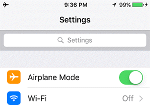 using airplane mode