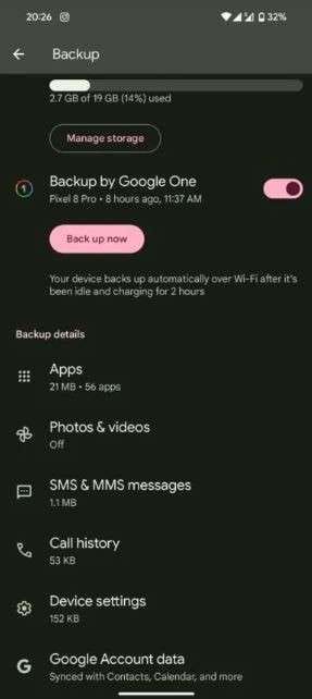 android settings app backup settings