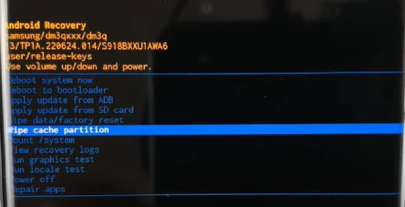 wipe cache partition on android