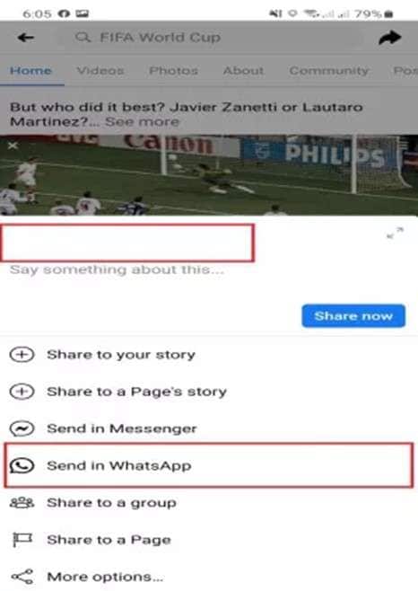 Share facebook video to WhatsApp