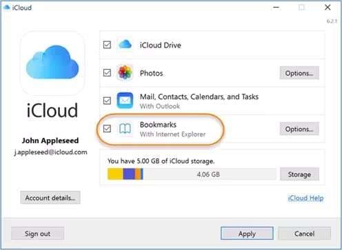 icloud bookmarks interface