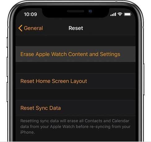 Using Paired Phone to Reset Apple Watch