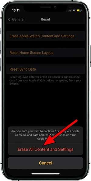 Using Paired Phone to Reset Apple Watch