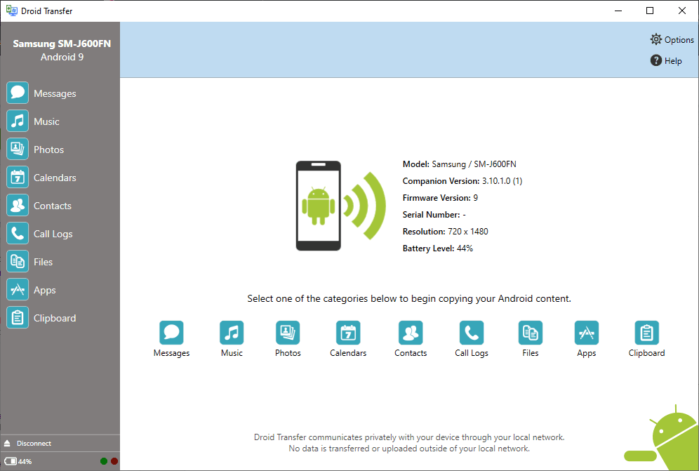 transfer data from android to iphone using droid transfer