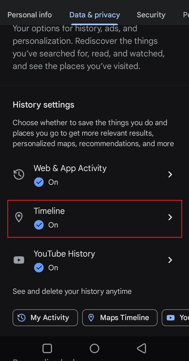 timeline settings