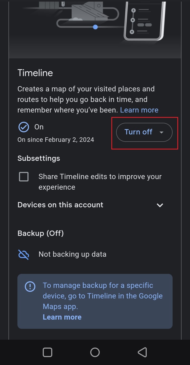 turn off timeline settings