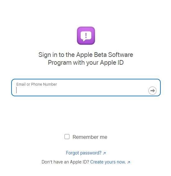 sign in to apple beta software