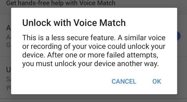  click ok to unlock with voice match.