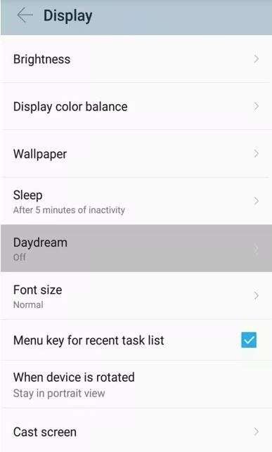 image showing Android Daydream option