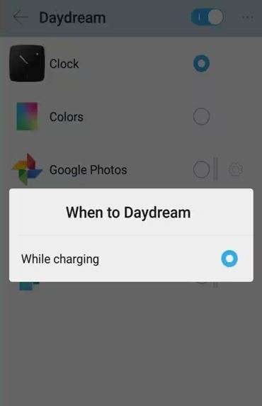 launch android daydream while charging