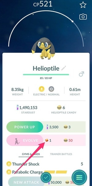 evolve pokémon with the sun stone