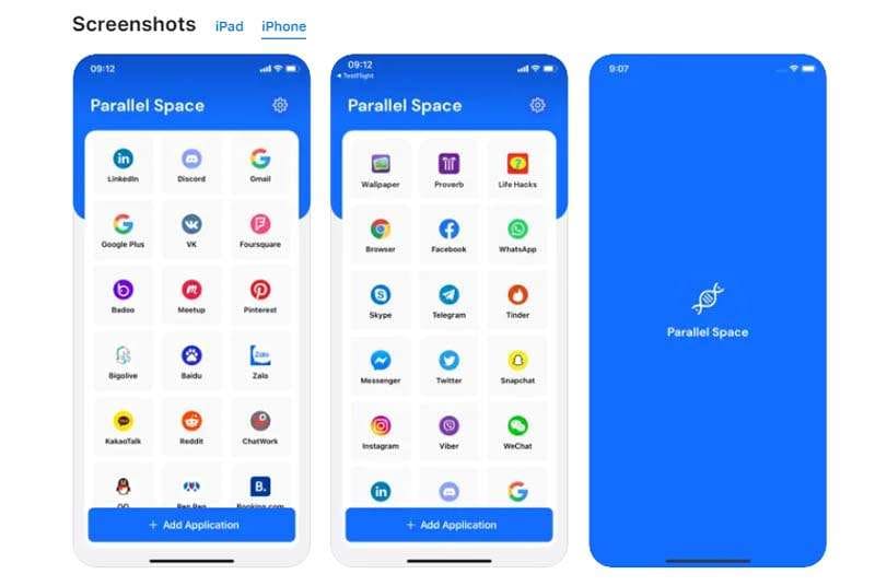 Parallel Space for Dual Apps iPhone clone app.