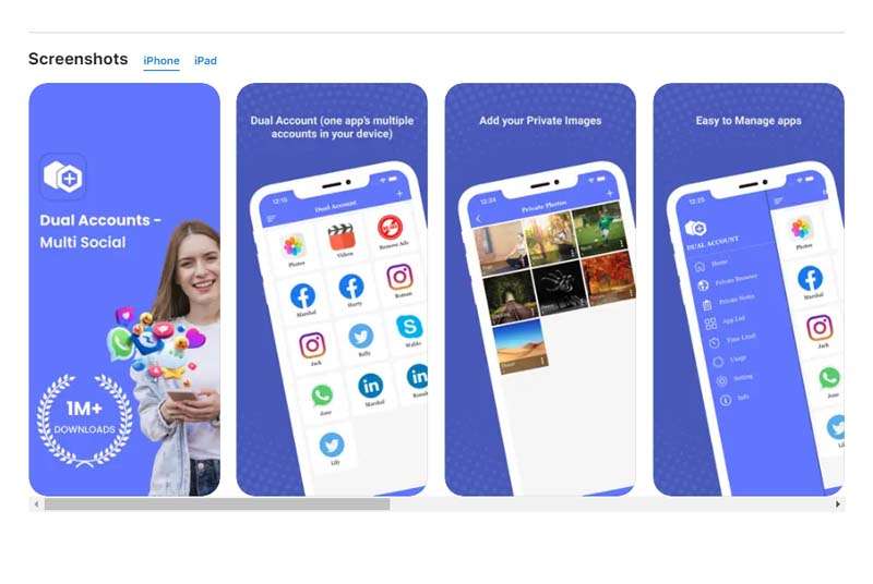 Dual Accounts iPhone clone app.