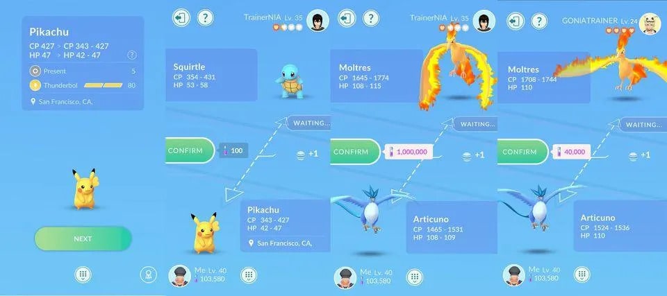 trade in pokemon go