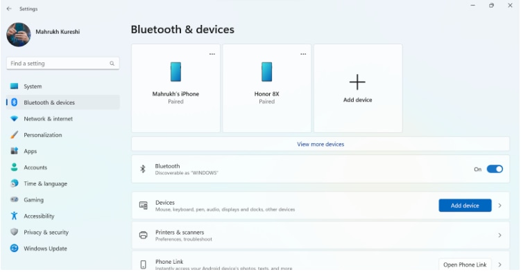 Turn on Bluetooth on the PC