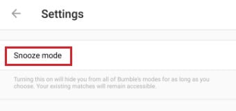 bumble app snooze mode