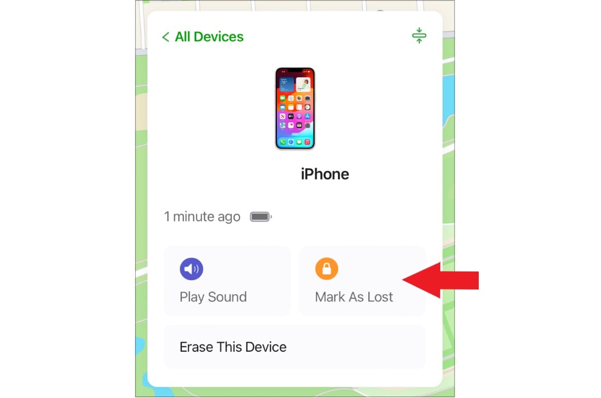 mark iphone as lost