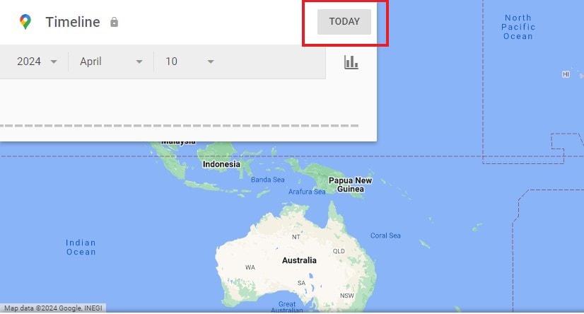 click today on google maps timeline