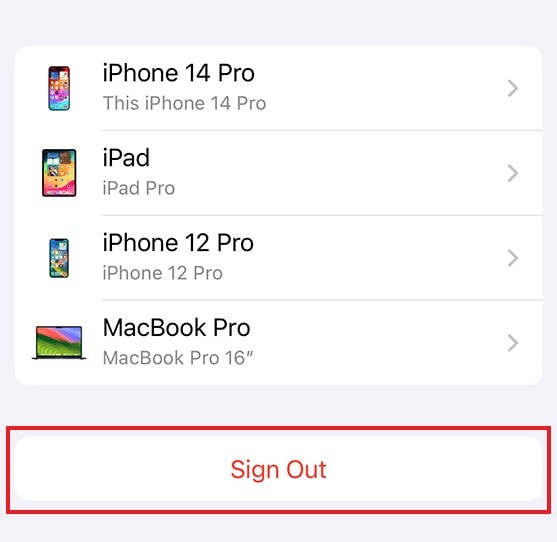 sign out apple id