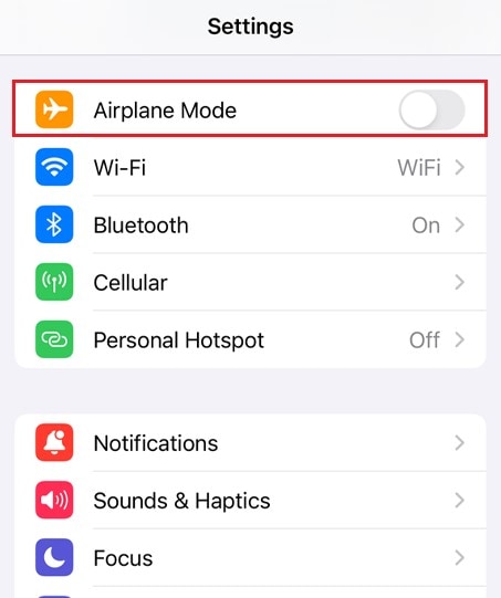 airplane mode iphone