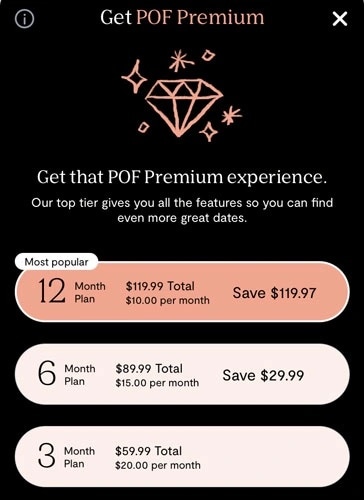 plenty of fish premium pricing