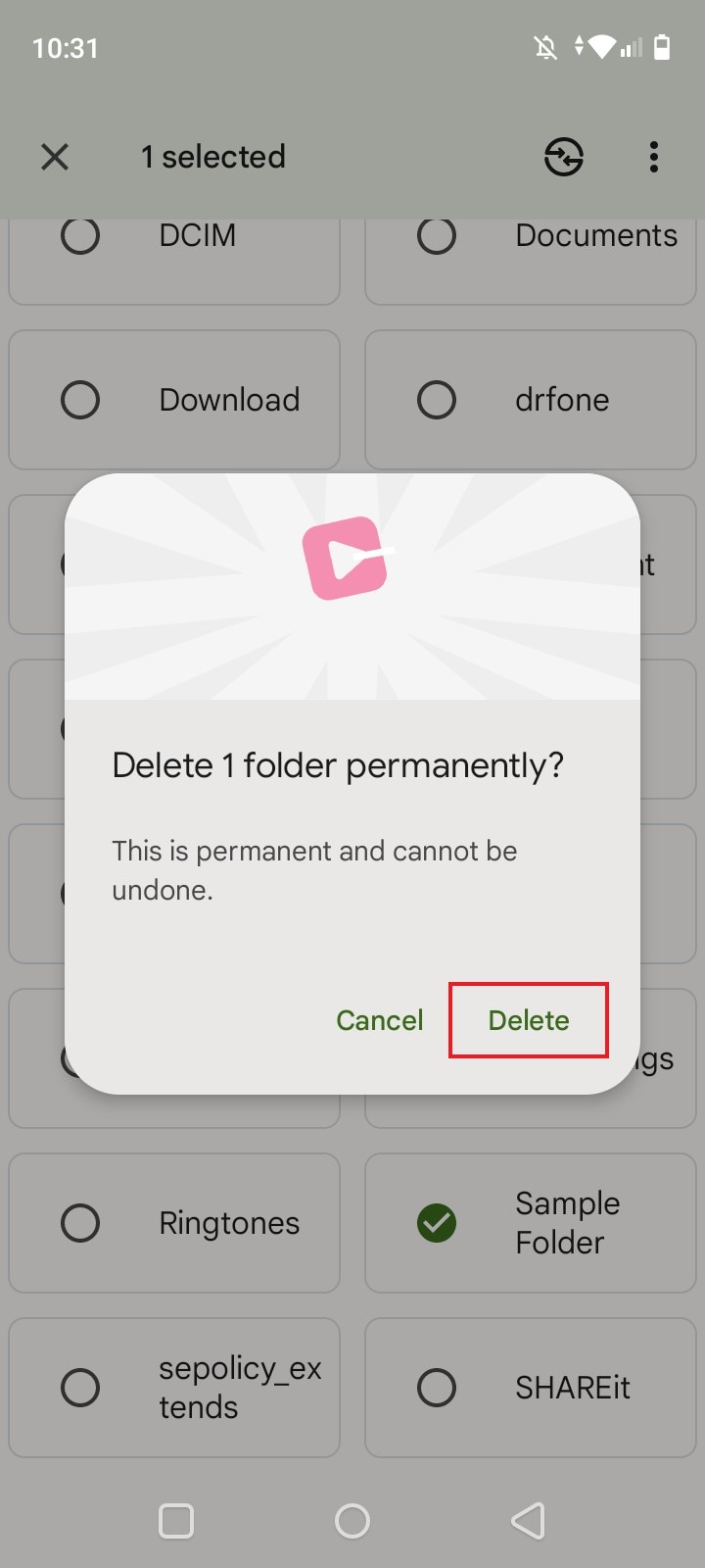 delete button