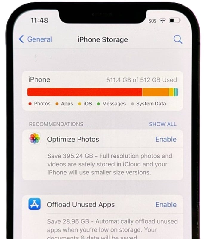 cluttered iphone storage