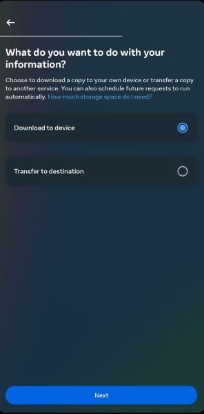 select the download location