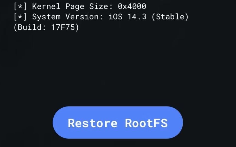 click restore rootfs button