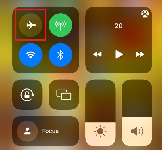 airplane mode on control center