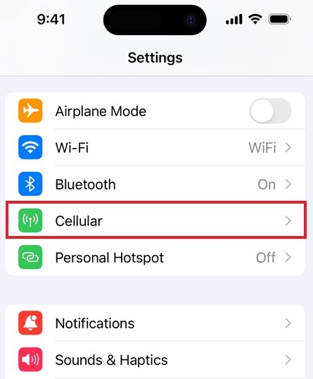 cellular settings