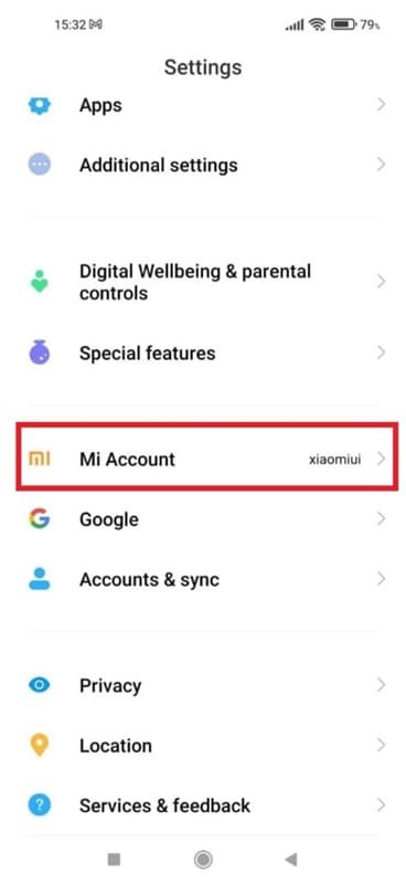 mi account settings