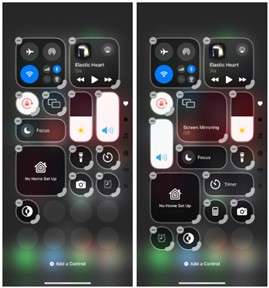 size and adjust to arrange your control center as you wish  