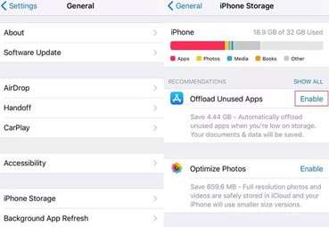 offload apps on iPhone