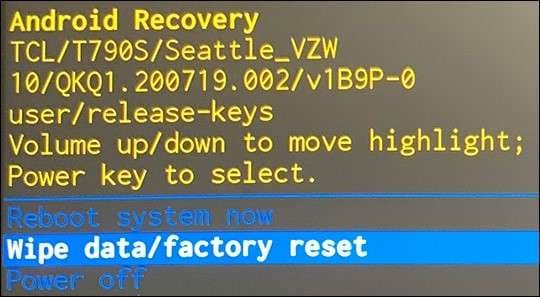 select wipe data/ factory reset. 